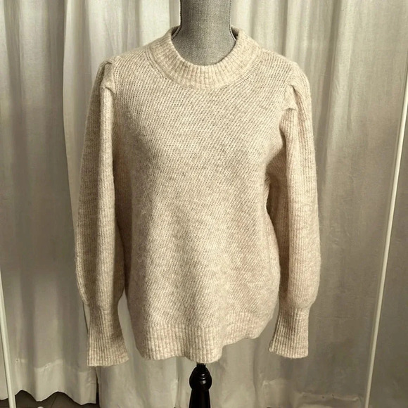 SELECTED FEMME Alpaca Wool Blend Sweater Puff Sleeve, Size XL - Picture 1 of 11